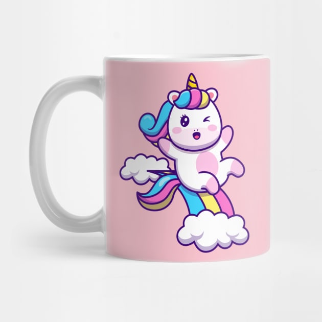 Cute Unicorn - Rainbow and Clouds by info@dopositive.co.uk